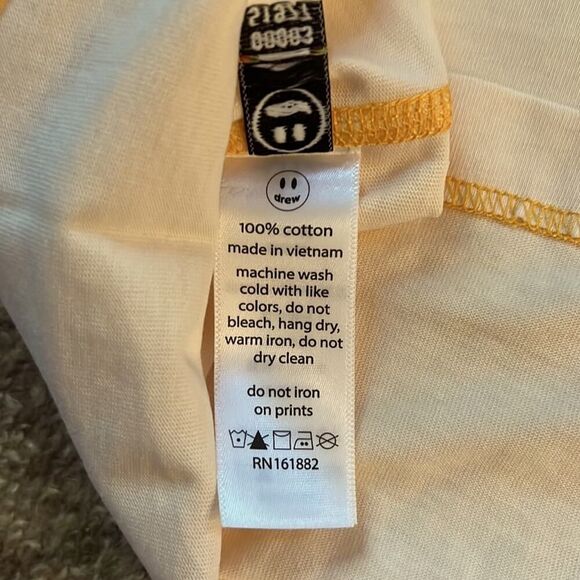 drewhouse Cream and yellow short sleeve ringer T-shirt w 2 cherubs, heart NWT L - Picture 8 of 10